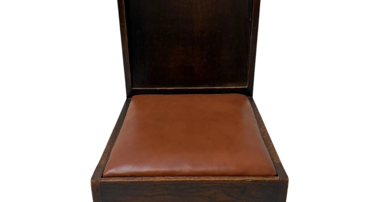 Art Deco Modernist Side Chair with Leather Seat, 1930s